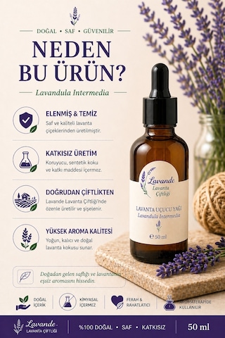 Lavande Lavanta Çiftliği Lavanta Yağı L. İntermedia Cam Damlalıklı 50 ML
