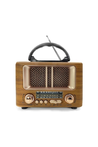 Biishe Küçük Mini Boy Retro Ahşap Tasarım Bluetooth Hoparlörlü Radyo Fm/am Destekli, Şarjlı Ve Ta