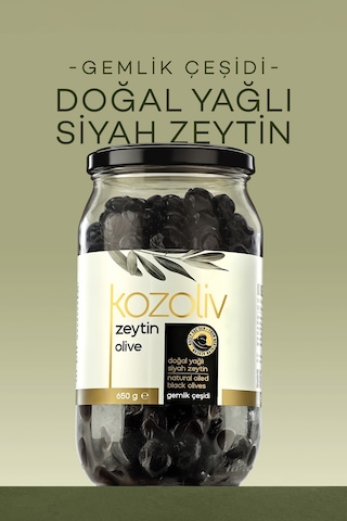 Kozoliv Gemlik Çeşidi Yağlı Siyah Zeytin Cam 650 G