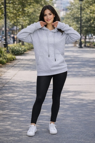 Buyolog Kadın Oversize Premium 3 İplik Şardonlu Sweatshirt Gri