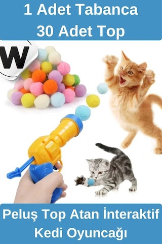 Özel Tasarım Evcil Hayvan Eğlenceli Top Atan Tabancalı Hareketli İnteraktif Kedi Oyuncağı Seti