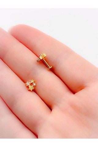 Lexroo Taşlı Yıldız Kümesi Kıkırdak Helix Tragus Piercing 1adet Çok Renkli