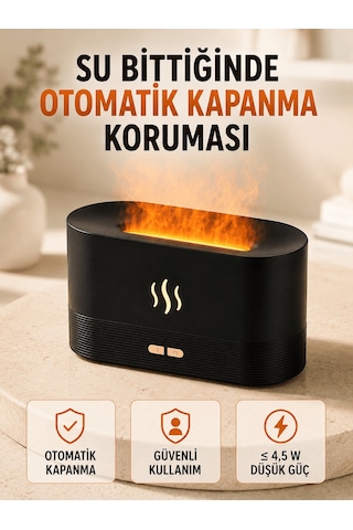 Tek Alev Efektli Ultrasonik Aroma Difüzörü 180 Ml Led Işıklı Hava Nemlendirici Najmaddin Diğer