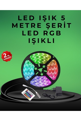 Pratik Kurulumlu 5 Metre Kumandalı Şerit Led Belirtilmemiş