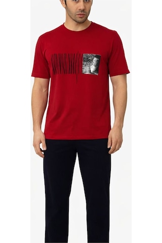 Gk Luxury & Fashıon Sude Erkek Pijama Takımı Kısa Kollu Alt Uzun - A300-05 Ve A301-1173-1 %100 Koton Bordo