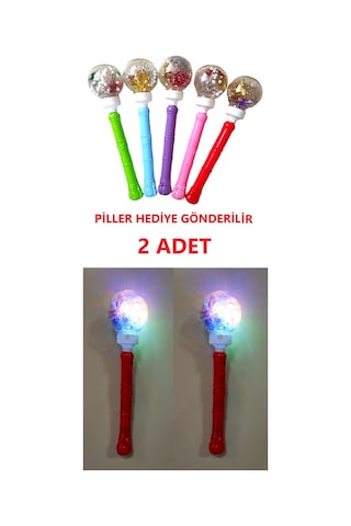 Oyuncak 2 Adet Işıklı Sopa Küre 30 Cm. Piller Hediye Toplam 6 Pil