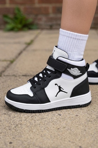 Cool Kids Çocuk Unisex Kışlık Su Geçirmez Kaydırmaz Hafif Kauçuk Taban Rahat Cilt Deri Basket Ayakkabı Siyah - Beyaz