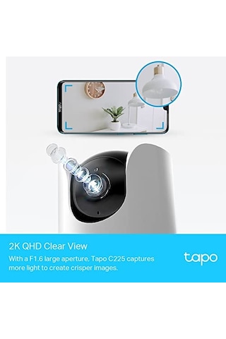 Tapo C225, 2k Qhd Wi-fi Güvenlik Kamerası, Yapay Zeka Desteği, Hareket Tespit Ve Takibi, 360 , Renkli Gece Görüş