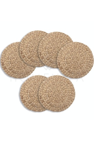 6'lı Amerikan Servis Hasır Supla Bambu Büyük Amerikan Servis Bej