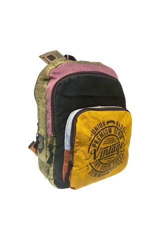Kaliteli Vintage Salaş Yıkama Kumaş Disayn Günlük Gezi Okul Sırt Çantası 30cmx40cm Sarı - Siyah