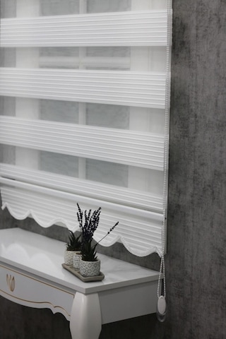 Kidmex Ekru Geniş Plise Etek Dilimli Zebra Stor Güneşlik Perde