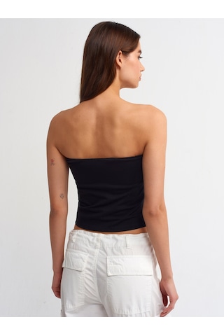 Dilvin Taş Baskılı Crop Top 101a20668 Siyah