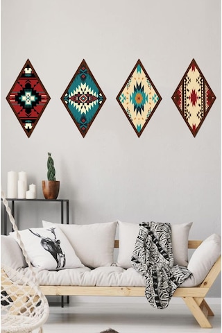 Dekorize Mdf 4 Parça 3 Mm Çerçeve Görünümlü Bohem Tablo 16284 28 X 4