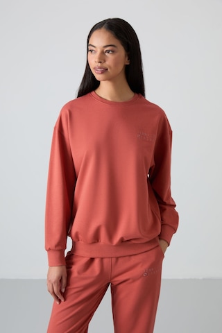 Tommy Life Tarçın Basic Pamuklu O Yaka Oversize Lastik Paça Kadın Eşofman Takım - 95287 Tarçın