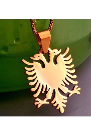 Altın Renk Asalet Ve Gücün Simgesi Çift Başlı Kartal Kolye