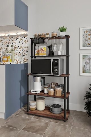 Dekoratif Masivo Mıkrodalga Esspresso 4 Katlı 33 Cmx68 Cm Dikdörtgen Çok Amaçlı Raf Madran Ceviz Ceviz