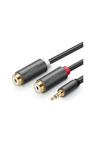 Ugreen 3.5mm Erkek - 2 Rca Dişi Jaklı Stereo Ses Kablosu Y Adaptörü Altın Kaplama Kulaklık Kablosu, 25cm, 10547