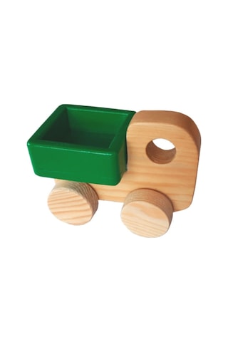 Woodnjoy Wood & Joy Doğal Ahşap Kamyonet Hareketli Eğitici Oyuncak Yeşil