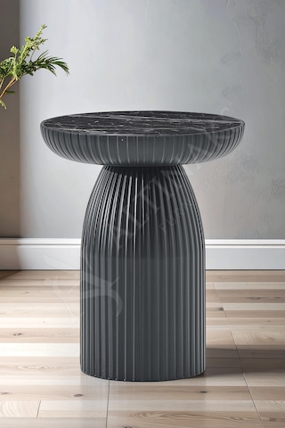 Altınaks Mobilya, Diamond, Bohem Sehpa,tekli Sehpa,yan Sehpa,zigon Sehpa - Siyah & Siyah Mermer Desen Siyah Gövde & Siyah Mermer Desenli Tabla