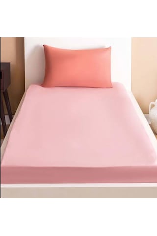 %100 Cotton Pamuk 120x200+30 Cm Fitted Lastikli Tek Kişilik Çarşaf Bed Sheett Pembe