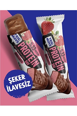 Trio Move Çikolata Kaplamalı Protein Bar - Çilekli Ve Sütlü Çikolatalı 9 x 50 G