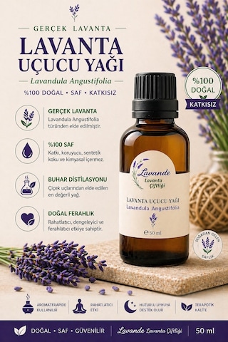 Lavande Lavanta Çiftliği Lavanta Yağı L.Angustifolia İçten Damlalıklı 50 ML