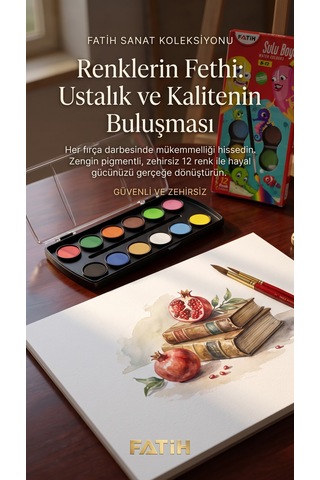 Fatih Sulu Boya S-12 12 Renk Tablet 2'li Avantaj Paket Yıkanabilir Okul Boyası Seti Çok Renkli