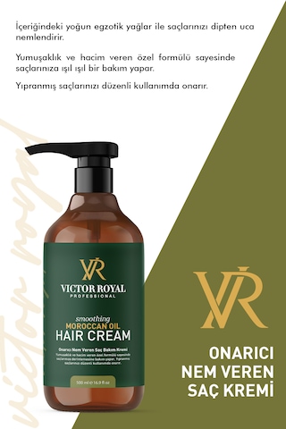 Victor Royal Argan Yağlı Onarıcı Nem Veren Saç Bakım Kremi 500 Ml
