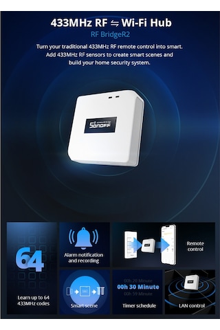 Sonoff Rf Köprüsü R2 433mhz - Wifi Akıllı Ev Güvenliği Uzaktan Anahtarı Beyaz