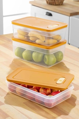 Tupper Model - Vakumlu - Mikrodalga Buzluk Saklama Kabı 3,8lt Sarı