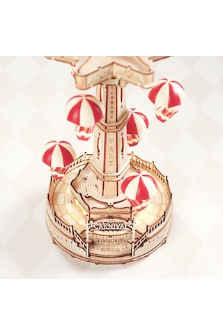 Rokr Ea01 Müzik Kutusu Parachute Tower Music Box Dıy 3d Wooden Puzzle Maket Model Seti 3d Model Kit Detaylı Dekoratif Hobi Seti Ahşap Maket Hareketli Ve Işıklı