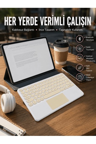 Touchpad Uyumlu Bluetooth Klavye Slim Kablosuz Wifi Q Klavye Tkndy-bsva4969 16873520