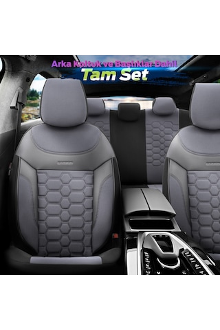 Otom Yeni Carbon Design 3D Dokulu Kumaş Oto Koltuk Kılıfı Tam Set 553380975