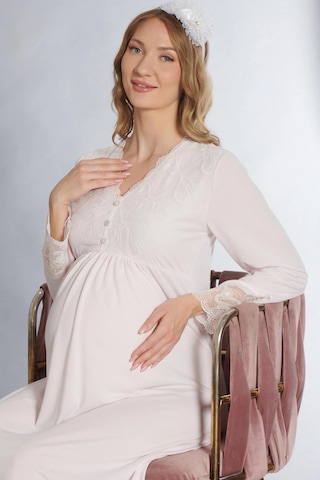 Lohusa Hamile Gecelik Uzun Kol Dantel Detaylı Emzirme Ve Hastane Çıkışı Flz 23-46