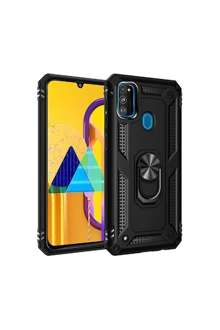 Samsung Galaxy Uyumlu M21 Yüzüklü Standli Vega Kilif Ekran Koruyucu 510433477