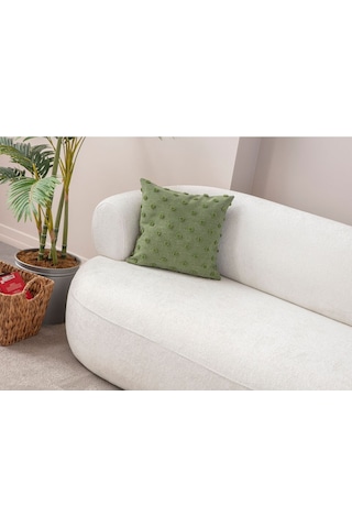 Swita Home Dekoratif Puantiye Keten Kumaşlı Kırlent Kılıfı 43x43 Yeşil