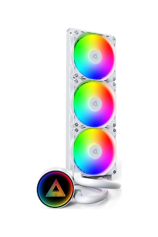 Montech Lightflow Argb 360 Beyaz Ultra Sessiz Aıo Sıvı Cpu Soğutucu, 3100 Rpm Pompa, Üçlü Sessiz F