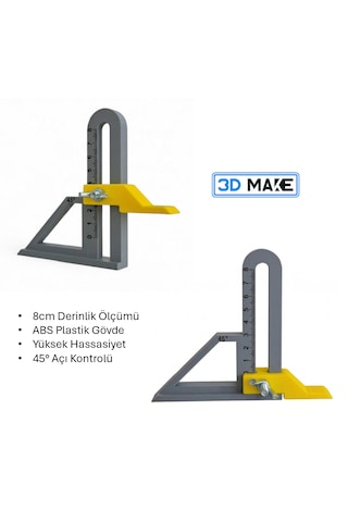Yükseklik Ölçüm Mastarı - Masa Testeresi Ve Freze Ayar Aparatı 8cm Ölçüm, 45 Açı