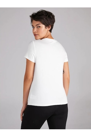 Faik Sönmez Kadın T-shirt B00002 Ekru