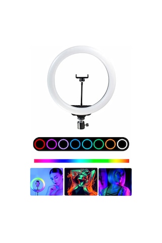 Thentech Telefon Kamera Uyumlu Yuvarlak Rgb Işıklı Led Işık
