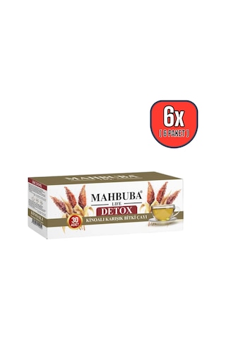 Mahbuba Kinoalı Karışık Detox Diyet Glutensiz Form Bitki Çayı 1 Aylık - 30 Kullanım Net 60gr X 6