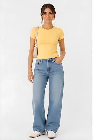 Lili Woman Kadın Slim Fit Bisiklet Yaka Basic T-shirt E.8007 Sarı