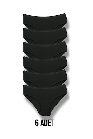 Erdenay Tekstil Yüksek Kalite Penye Kadın Bikini Külot 6'lı Siyah