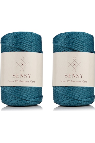 Sensy Premium Polyester Makrome Ipi 5 Mm Pp Cord 2li Set Petrol Mavisi Ip, Makrame, Supla, Çanta Ipi