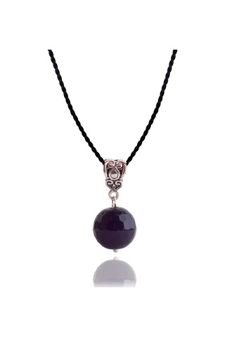Stoneagejewellery Stoneage Mor Akik Doğal Taş Kolye Ucu Siyah Ipek Kordon Hediyeli Çok Renkli