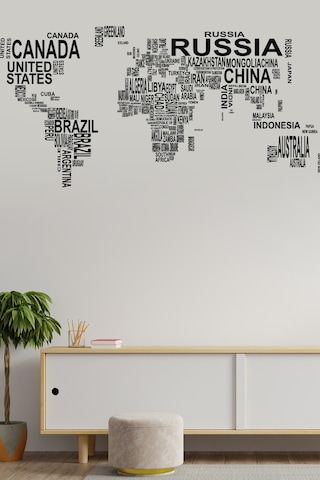 Dünya Haritası Ülke Adları  Duvar Sticker Dünya Ülkeleri Atlas Dekoratif Duvar Sticker