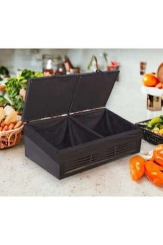 Ahşap Ekmek Sepeti , Patates Soğan Sepeti 2 Kapaklı Siyah