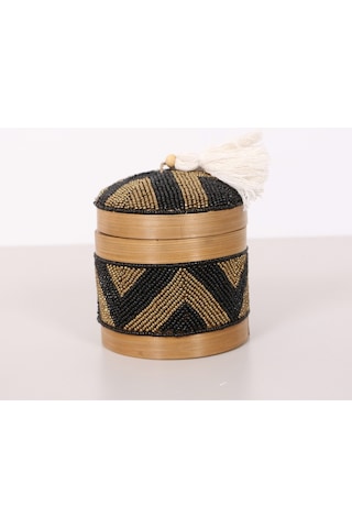 Bali Boncuklu Bambu Saklama Kutusu S 12x14 Cm
