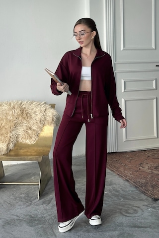 Balenbi Kadın Modal Kumaş Fermuarlı Dik Yaka Takım 1118 Bordo