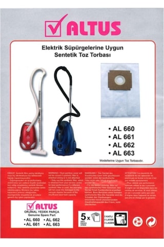 Altus Uyumlu Al 665 Tk Elektirikli Süpürge Toz Torbası Ad Seçiniz 10-20-